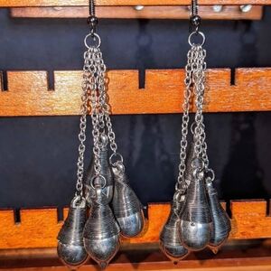 Silver Teardrop Chain Earrings